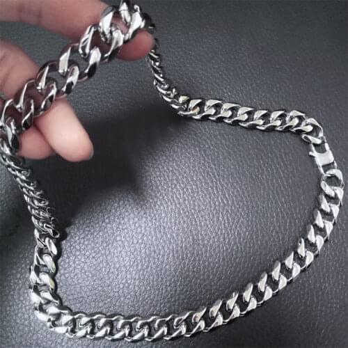 Heavy Chain mens womens All polished 316L Stainless Steel silver tone Necklace N417-6.5-16mm band width