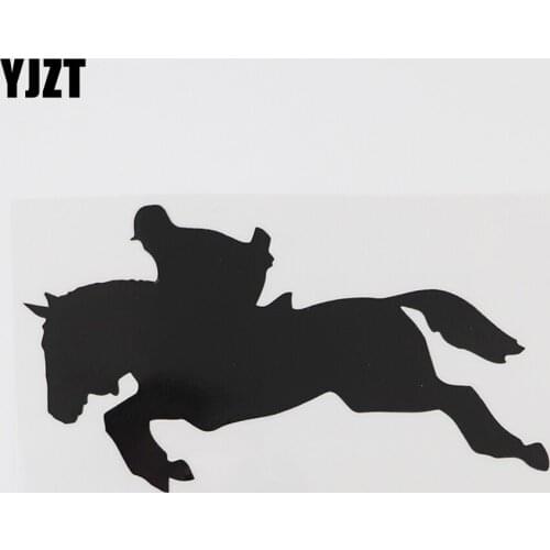 YJZT 15.8CMX8.8CM Show Jumping Horse Riding Decal Vinyl Car Sticker Black/Silver 8A-1100