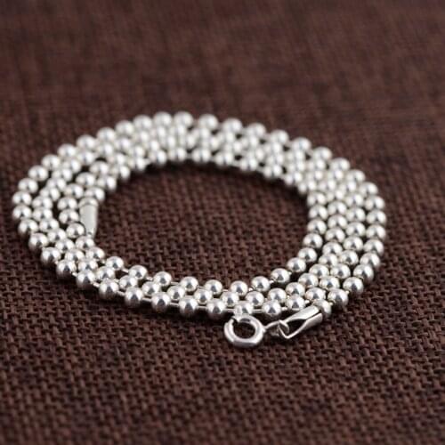 Jewelry S925 Silver Necklace Female Models Antique Beads Chain Simple New Gift