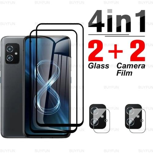 4in1 Full Cover Front Black Edge Protective Glass On For Asus Zenfone 8 For Asus zenfone 8filp ROG Phone 5 camera safety film