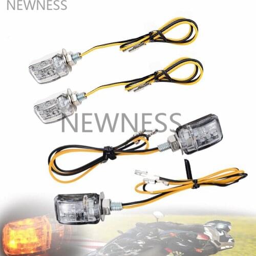 12V Amber LED Motorcycle Dirt Bike Turn Signal Light Mini Blinker Indicator Small Rectangular Lamp 2 wires For Harley Cafe Racer