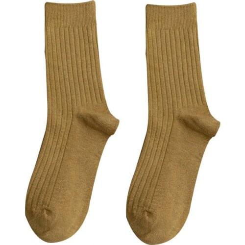 Winter Spring Solid Color Cotton Breathable Women Soft Warm Middle Tube Socks