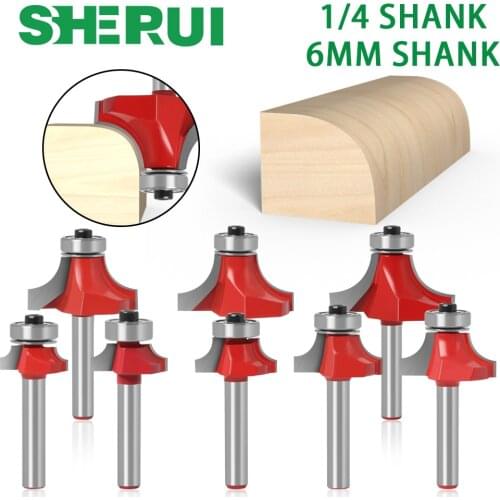 1/4&6mm shank Corner Round Over Router Bit with BearingMilling Cutter for Wood Woodwork Tungsten Carbide