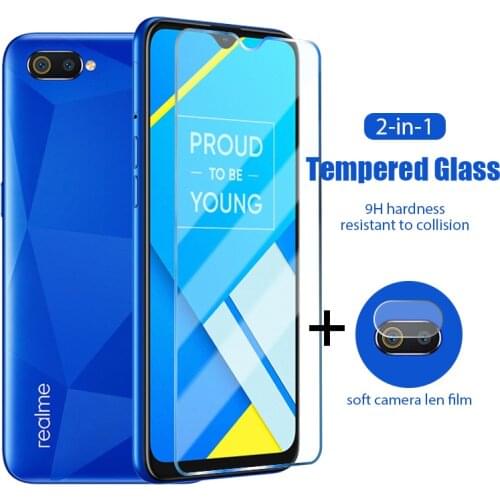 2 in 1 Tempered Glass for Realme 8 Pro 7 Pro 5G Camera Screen Protector Film for Realme C21 C25 C3 C11 Q3 Protective Glass
