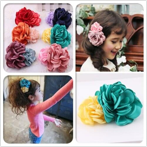 2015 new arrival South Korea pop double color flowers hairpin children hair clip hair accessory 10ps/lot freeshipping