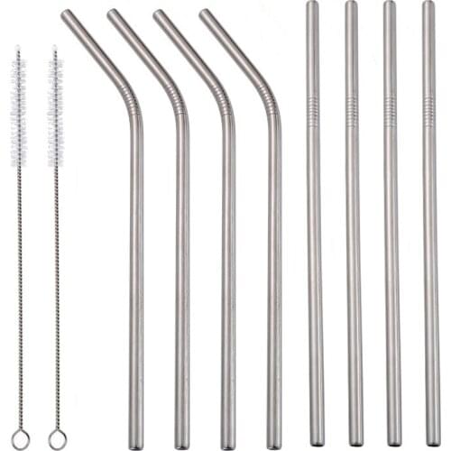 8Pcs/Set 304 Stainless Steel Straws Diameter 6mm Reusable Drinking Straw Rainbow Metal Straw With 2Pcs Brushes