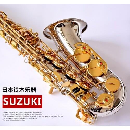 Alto Saxophone SUZUKI Nickel Silver Saxophone Alto Eb Tune Saxophone Brass Musical Instrument Gold Key Lacquer With Case Free