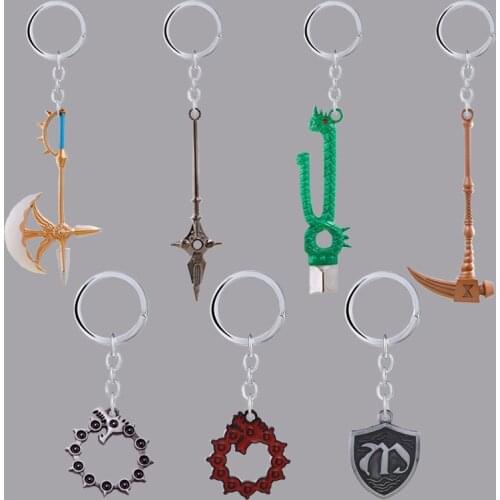 Anime Seven Deadly Sins Meliodas Arms Key Chain Escanor Rhitta Axe Nanatsu No Taizai Weapon Pendant Keyring Trinket Gift For Men