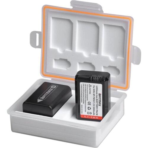 Batmax 2pcs NP-FW50 npfw50 Battery+Battery Storage Box for Sony a37 Alpha 7 7R II 7S a7S a7R II a5000 NEX-7 RX10 RX10 II III