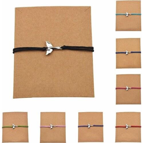 New Cute Elegant Mermaid Tail Charm Bracelet Make a Wish Jewelry for Women Men Friends Love Card Gifts Whale Fish Tail Bracelets
