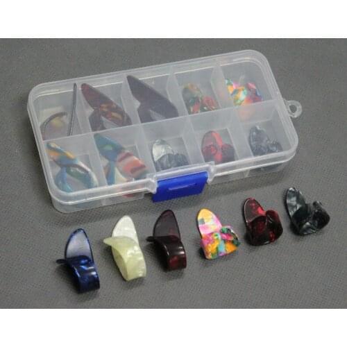 10pcs Celluloid Guitar Picks Thumb Finger Pick + Pick Case