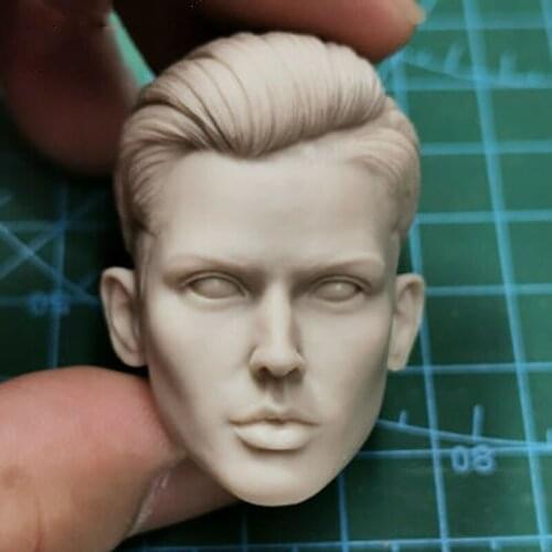 DIY 1/6th Unpainted Short Neutral Cool Girl Head Carving Sculpt Fit 12'' Figure Body Toys