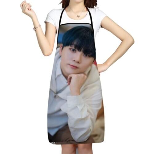 KPOP Seventeen Seungkwan Pattern Oxford Fabric Apron For Men Women Bibs Home Cooking Baking Cleaning Aprons Kitchen Accessory
