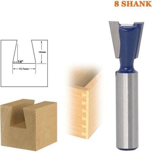 1pc14 Degree 1/2" Dovetail Joint Router Bit - 8" Shank Woodworking cutter Tenon Cutter for Woodworking Tools