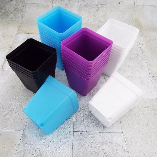 10pcs Planter Pot Trays Mini Square Plastic Flower Pot Home Office Decor Succulent Plants Nursery Pot Green Garden Tools