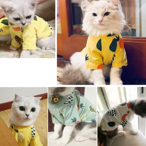 HOKERBAT Summer Cute Fruit Print Dog Clothes For Puppy Kitten Pet short sleeves Shirt Soft Cotton Cat Vest