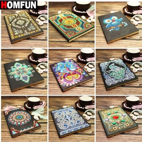 HOMFUN A5 Notebooks 5D DIY Diamond Painting Special Shape Diary Book Diamond Embroidery Cross Stitch Rhinestones Decor Gift