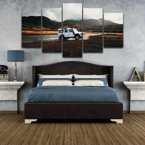 5 Piece SUV Car Mountain Landscape Canvas Picture Print Wall Art Canvas Painting Wall Decor for Living Room No Framed