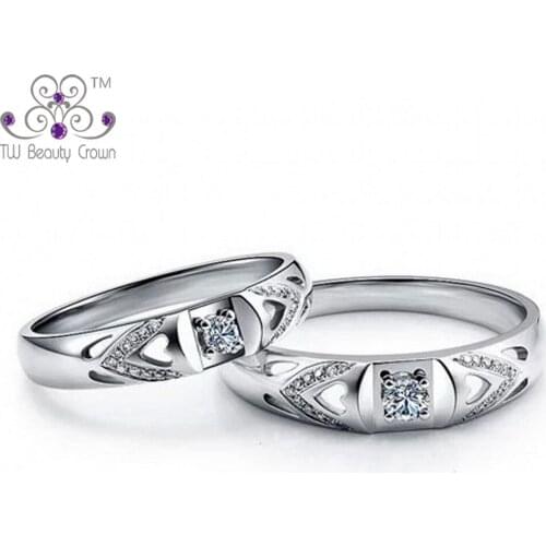 1 Pc Real 925 Pure Sterling Silver Vintage Lovers' White Cubic Zircon Middle Finger Rings For Women Men Unisex Fashion Jewelry