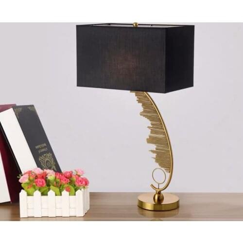 Creative Art Design Bedside Desk Lamp Living room Table Lamp Bedroom Light Home Deco Gold Body Cloth Lampshade E27 Bulb