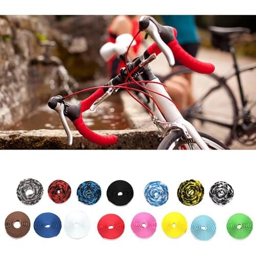 Bike Handlebar Tape Sponge Colour Road Bicycle Handlebar Tape Anti-slip Shock Absorption Cycling Wrap End Plug Accessories #W5