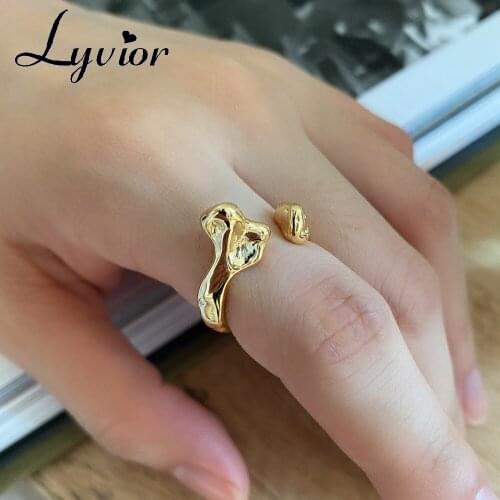 Lyvior 925 Sterling Silver Rings Irregular Texture Tree Branches Shape Open Rings for Women S925 18K Gold Pure Silver Jewelry