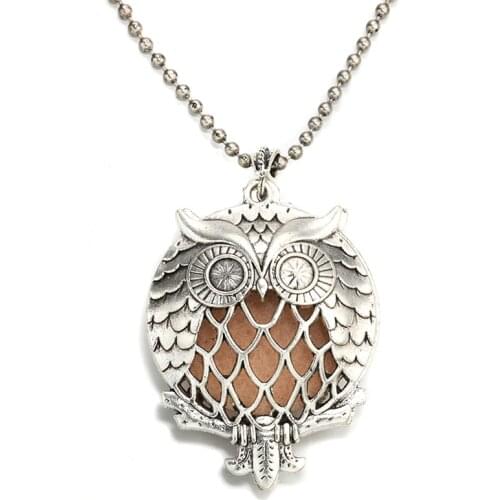 MODKISR Wholesale 30mm High Quality Night Owl Magnetic Aromatherapy Diffuser Jewelry Locket Pendant Essential Oil Scent Necklace