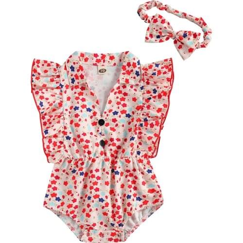 0-18 Months Two-Piece White/Pink Baby Girl Suit Floral Print Flying Sleeve Romper And Birthday Party Photography Headdress