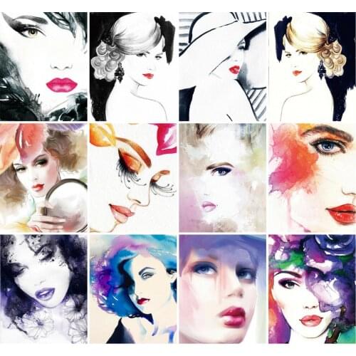 EverShine DIY Paint By Numbers Girl Hand Painted Coloring By Numbers Abstract Portrait Canvas Wall Set Home Decor