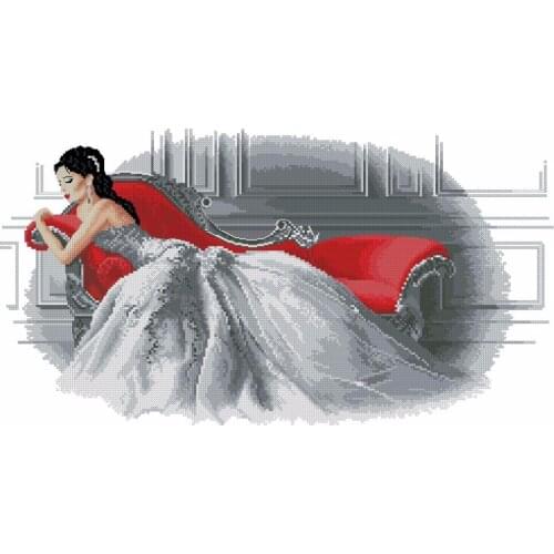 28CT Lovely Counted Cross Stitch Kit Elegant Elegance Vanessa Lady Girl Woman Beauty Super Star heritage