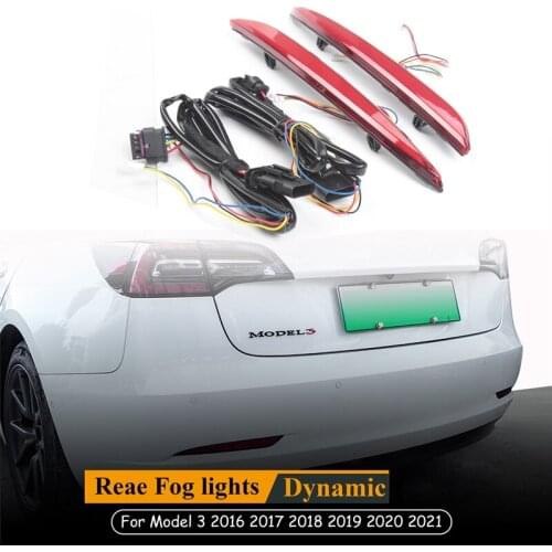 Novel-for Tesla Model 3 Rear Bumper Reflector LED Dynamic Turn Signal Lights Rear Fog Lamps Car Modification Accessories
