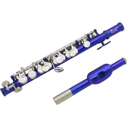 Lade Piccolo Ottavino Half-size Flute Cupronickel Silver Plated C Key Tone with Cork Grease Polish Cloth Cleaning Stick Blue