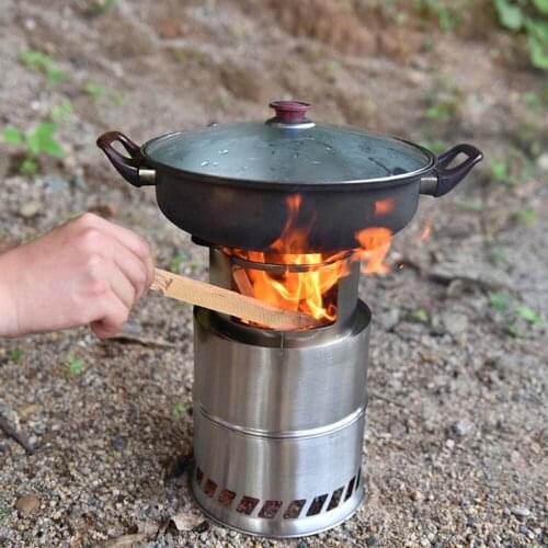 Portable picnic gas stove outdoor camping equipment cross-border windproof wood stove cooking stainless steel detachable stove