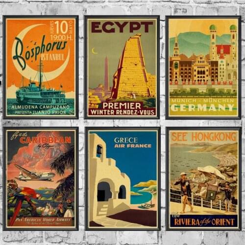 TRAVEL & RAILWAYS Posters Wall Stickers Retro Poster Prints High Definition For Livingroom Home Decoration