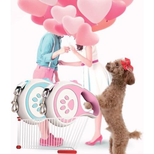 Pet Dog Paw Shape ABS PC Puppy Durable Automatic Retractable Leash Flexible Walking Training Rope Belt Blue Portable Guide Belt