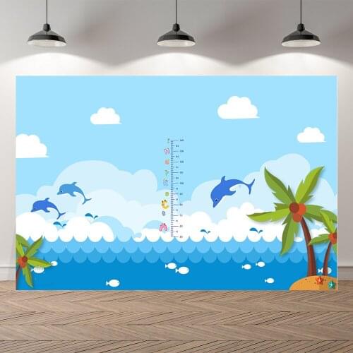 Seekpro Baby Birthday Cartoon Shark Underwater World Dolphin Summer Party Backgrounds Photography Backdrops For Photo Studio