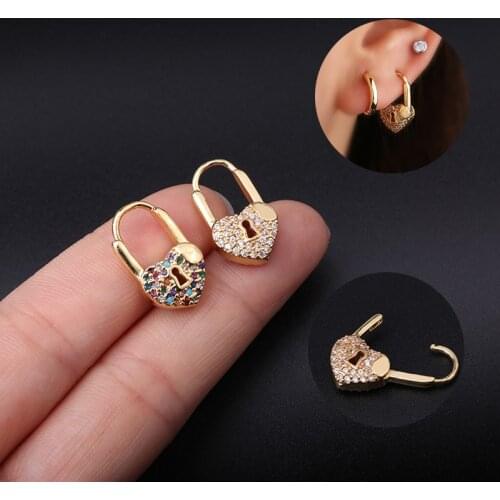 1Piece Unusual Piercing Love Lock Dangle Earrings for Women 2021 Trend Fashion Jewelry Girls Ear Cuffs Lock Dangle Earrings