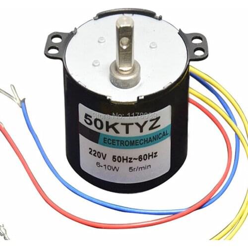 50KTYZ permanent magnet synchronous motor,220V 10W 0.5A 5rpm gear reduction AC motor,large Torque Slow speed Mute motor,J17219