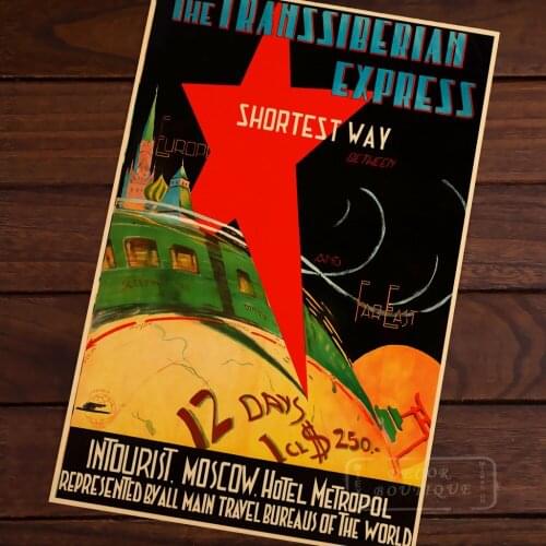 The Trans Siberian Express in tourist Moscow Vintage Retro Canvas Painting Frame Poster DIY Wall Home Posters Home Decor Gift