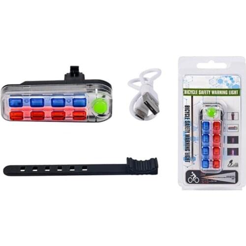 Bicycle Rear Light LED Warning Light Tail Light USB Rechargeable Mountain Bike Lamp Waterproof Light Bicycle Accessories