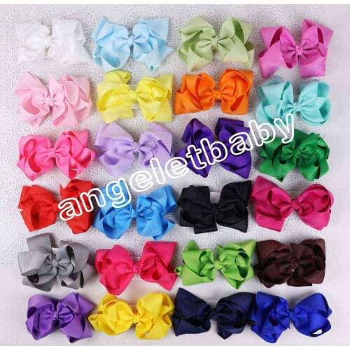 100pcs 5inch big princess hairpins Bowknot ribbon double layer Solid girl hair bows clips hair accessories for headband HD3207