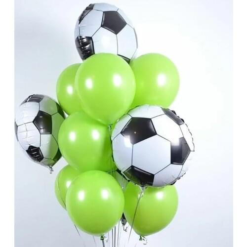 18Inch Football Foil Balloons Mix 12Inch Soccer Latex Balls For Boys Birthday Gym Party Sports Meeting Decora Globos Supplies