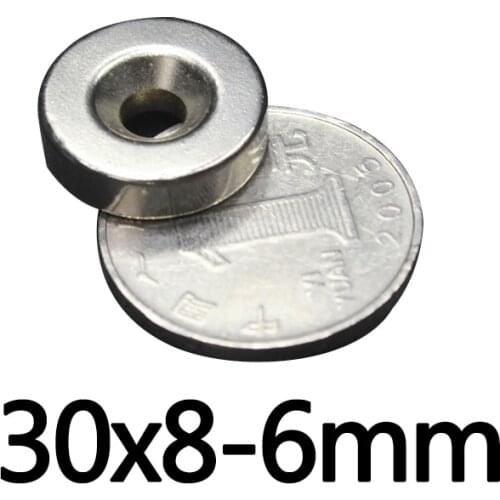 2/3/5PCS 30x8-6mm NdFeB Strong Rare Earth Neodymium Magnets N35 30*8mm Hole 6mm Countersunk Powerful Magnetic Magnet 30*8-6mm