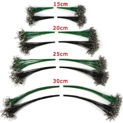 20Pcs/lot Fishing Line Leader Wire 15cm-30cm Swivel Snap For Lure Fishhook Fishing Tackel Steel Wire 3 Color Fishing Accessorie