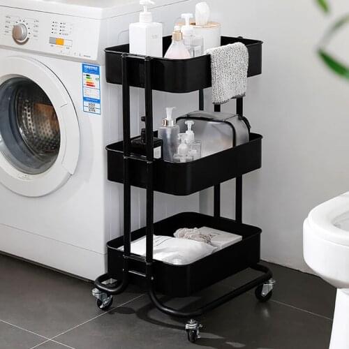 3 Tier Gap Kitchen Storage Rack Slim Slide Tower Shelf Movable Utility Cart on Wheels Bathroom Shelves Bathroom Organizer Holder