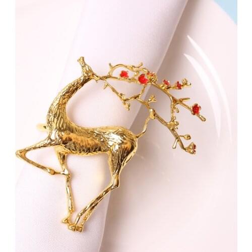 4pcs Creative European-style table top decoration home deer napkin ring hotel lucky deer napkin ring napkin buckle