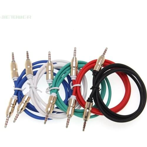 50pcs Aux Cable 3.5mm Jack Audio Male to Male Bullet head Car Audio Braided Stereo Cord For JBL Headphones Xiaomi Redmi Speaker
