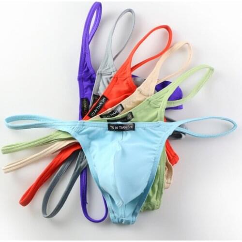 6PCS Sexy Men String Bikini Solid BriefsThongs and G Strings Sexy Underwear Penis Pouch Lingerie Jockstrap Men Thong Cueca