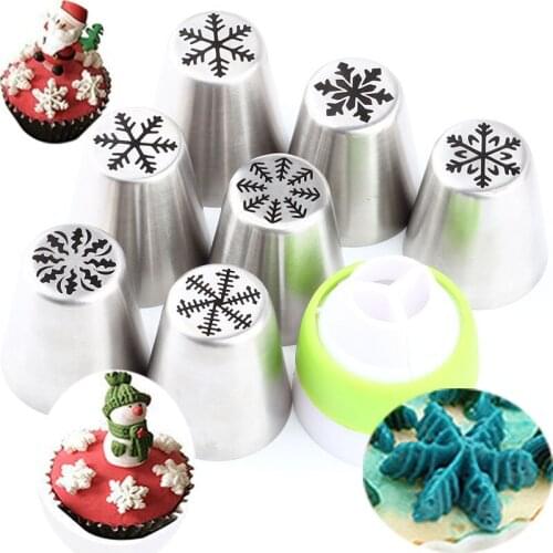 7 Pcs Stainless Steel Piping Icing Party Nozzles Baking Pastry Tools Russian Tips And Baking Cake Tools 1Pcs Converter Coupler