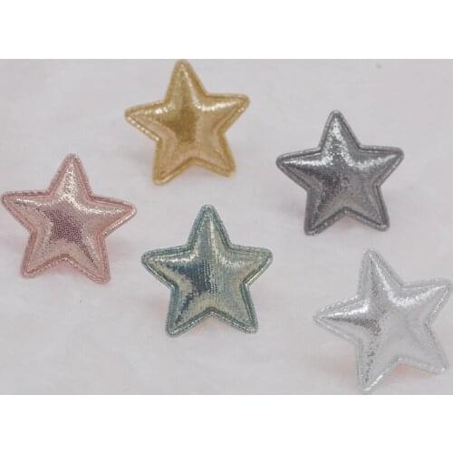 80Pcs/Lot 3.5CM Pu Star Padded Appliques For Children Hair Clip Accessories Patches